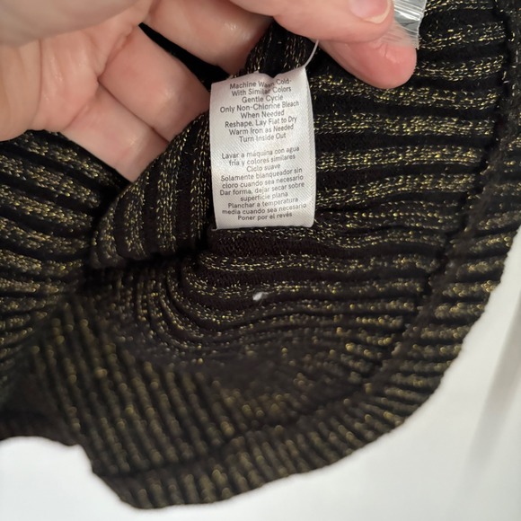 Venus Black Gold Metallic Mesh Ruffle Off Shoulder Long Sleeve Dress XL New Year - Picture 15 of 16